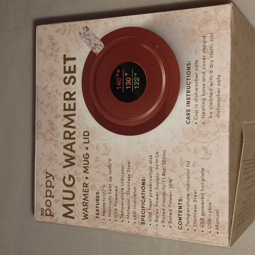 NWT XO Poppy Mug Warmer Set - Picture 4 of 8